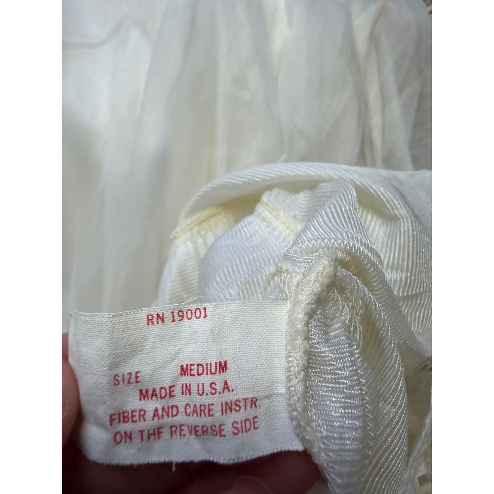 Vintage Cream Lace Trim Nightgown Sheer Maxi slip Pearl Detail romantic Wedding - Picture 14 of 16